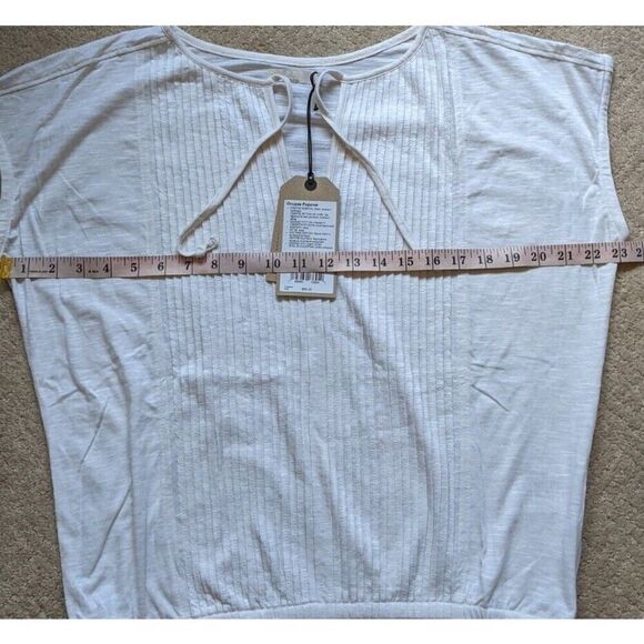 Prana Ocupas Popover Soft White Semi-Sheer Organic Cotton Blend Top Small - Picture 5 of 10